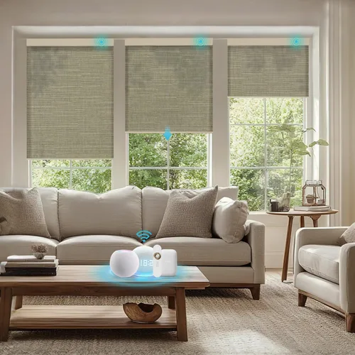 Vista 22 de Persianas motorizadas con control remoto, persianas enrollables opacas completas, funcionan con Homekit Alexa y Google Assistant, persianas solares