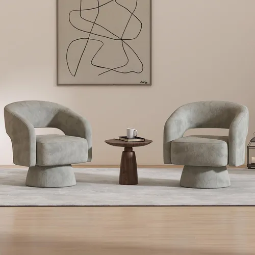 Vista 10 de Bonzy Home Silla Giratoria de Barril, Sillón de Acento de Terciopelo Silla Club Giratoria de 360 Grados para Sala de Estar Dormitorio Sala de Beige