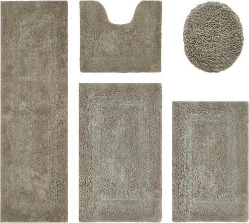 Vista 202 de Better Trends - Juego de 2 alfombras de baño 100% algodón, extra suaves, con borlas, de 17" x 24", alfombra de baño superabsorbente y reversible