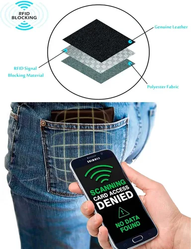 Vista 9 de DiLoro Billetera de cuero delgada para hombre con bolsillo plegable y tecnología de bloqueo RFID, Firenze Negro, Classic