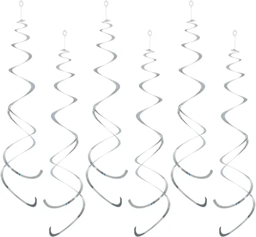 Vista 9 de Decoraciones de remolinos para fiestas, decoración de remolinos colgantes en el techo de papel de aluminio negro y dorado, decoraciones de remolinos