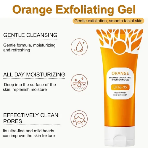 Vista 3 de 2 unidades de gel exfoliante naranja para cara y cuerpo, gel hidratante facial y corporal, limpieza profunda, hidratante suave, adecuado para todo