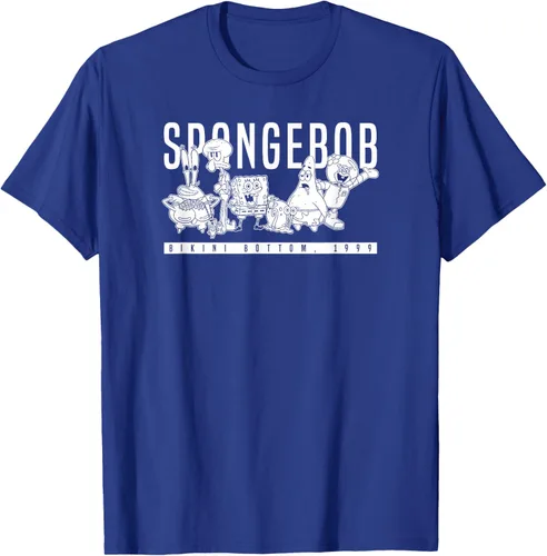 Vista 23 de Bob Esponja Vintage Group Simple Logo Camiseta, Negro