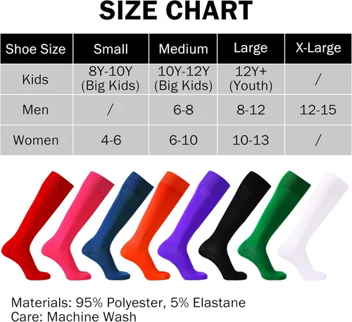 Vista 2 de HAPYCEO Paquete de 2 calcetines de fútbol, béisbol, sóftbol para jóvenes y adultos, calcetines multideportivos, 4 tamaños (S-XL)