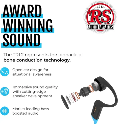 Vista 4 de H2O Audio TRI 2 PRO Auriculares multideportivos impermeables con conducción ósea abierta, Bluetooth 5.3 para correr y ciclismo, modo MP3