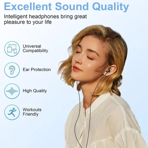 Vista 3 de Auriculares USB C con cable para Samsung Galaxy S26 Ultra/S25/S24 Fe, auriculares con micrófono integrado y control de volumen para iPhone