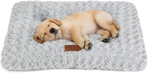 Vista 11 de Alfombrilla de cama para perro, suave y mullida, para jaula de perro, cama para perros pequeños, medianos y grandes, y gatos, lavable Marrón