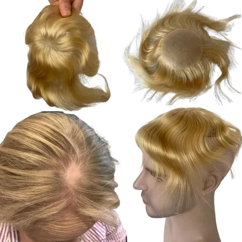 Vista 12 de Voloria Parche para el cabello calvo para hombres, 3.15 x 3.15 pulgadas, sistema de reemplazo de cobertura completa de piel de poliuretano