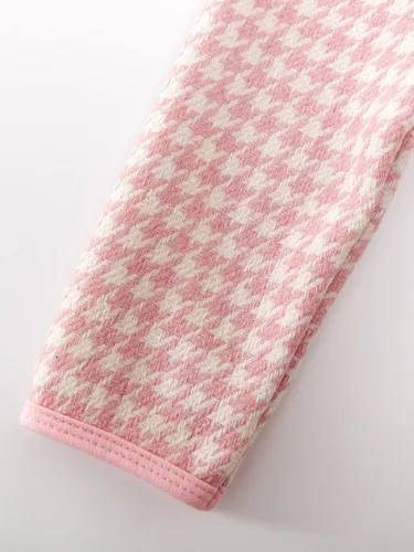 Vista 4 de WDIRARA Conjunto de 2 piezas de chaqueta y falda de pata de gallo con botones frontales y manga larga, cuello redondo