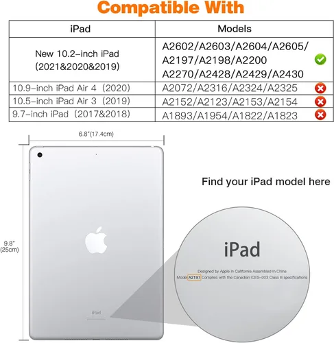 Vista 2 de MoKo Funda para iPad de 10.2 Pulgadas iPad 9ª Generación 2021/ iPad 8ª Generación 2020/ iPad 7ª Generación 2019, [Servicio Pesado] A Prueba