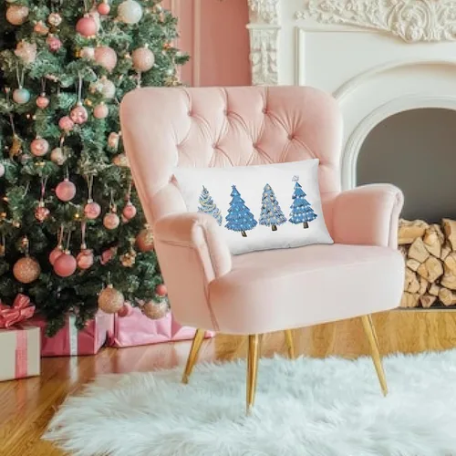Vista 5 de KEUSPI Decoración Costera de Navidad - Fundas de almohada azules con árbol de Navidad de 12 x 20 pulgadas, fundas de almohada de Navidad