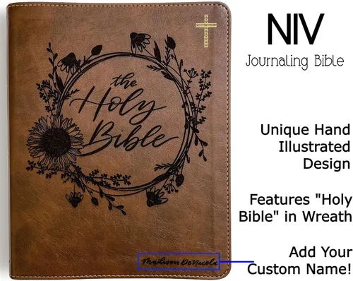 Vista 5 de Biblia grabada a mano con letras y láser NIV Journaling, regalo personalizado, grabado de nombre personalizado disponible