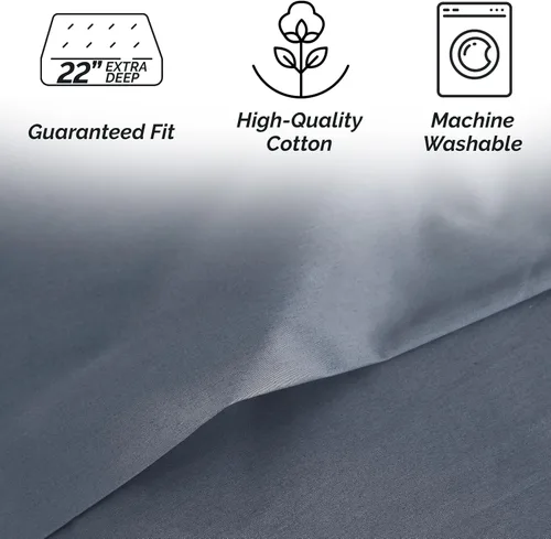 Vista 4 de Southshore Fine Living, Inc., Sábanas de Algodón 100% con Bolsillo Profundo, Sábanas de Algodón Satén de 300 Hilos Juego de Cama Tamaño Full, Sábana