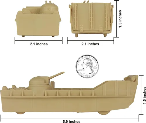 Vista 5 de BMC Classic Marx Landing Craft - 4 unidades de vehículos militares de plástico verde marrón contra OD para hombres