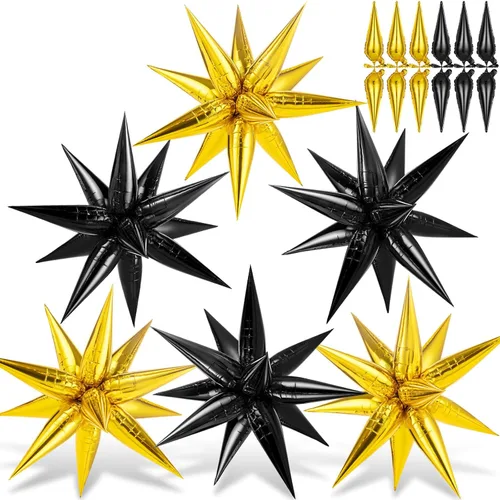 Vista 25 de 72 unidades de globos de estrella, grandes globos de cono de estrella metálicos de 26 pulgadas, globos de papel de aluminio de explosión colorida