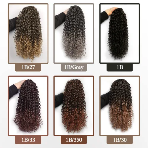 Vista 5 de Cola de caballo con cordón para mujeres negras, rizado de 16 pulgadas, extensiones de cola de caballo negro natural (1b)