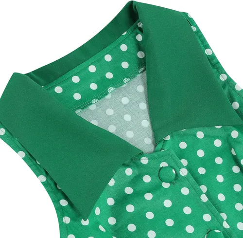 Vista 4 de Vestido de cóctel sin mangas vintage de los años 50 y 60 para mujer, vestido de fiesta de graduación con cinturón y lunares florales Audrey