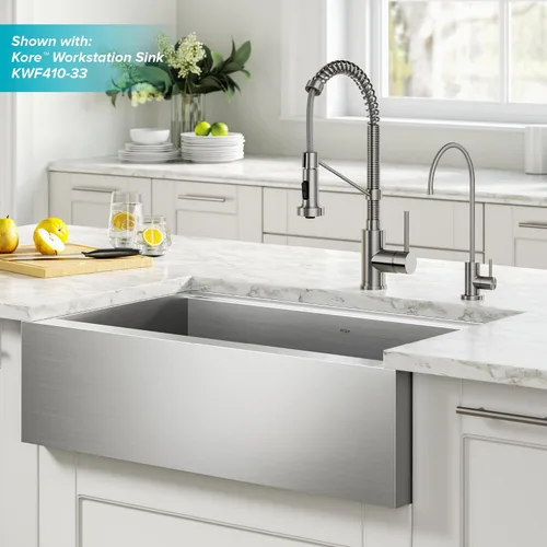 Vista 9 de Kraus KPF-1610-FF-100CH Bolden - Grifo extensible de cocina de estilo comercial, combo con filtro de agua Purita, cromado