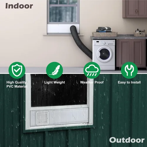 Vista 8 de Forestchill Kit de ventana de ventilación para secadora, kit de ventilación de ventana de 4 pulgadas con cubierta de ventilación de secadora, se