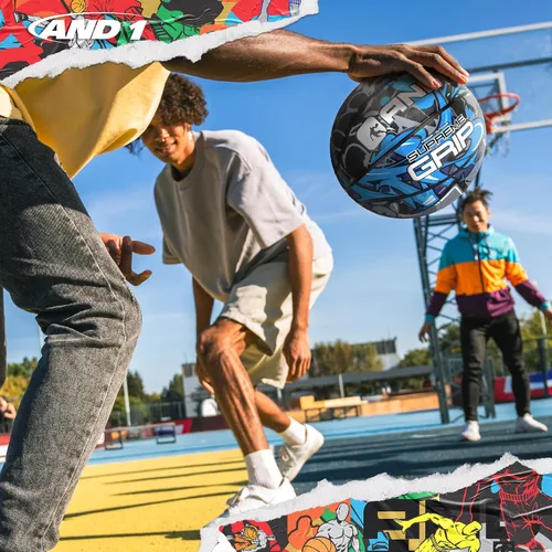 Vista 10 de AND1 Supreme Grip - Pelota de baloncesto de goma de tamaño 7 (29.5 pulgadas) con construcción de canal profundo, pelota oficial de Streetball, hecha