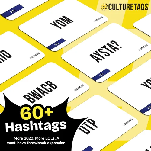Vista 5 de Paquete de expansión 2020, reseña, regalo para la diversión familiar y para personas que aman los hashtags + cultura, 60 cartas, juego de fiesta