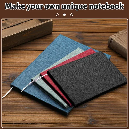 Vista 7 de Jupean Kits de encuadernación de libros, materiales de encuadernación de libros con cartón A4, 4 colores, tela de libro, suministros