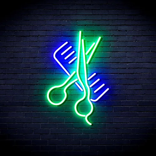 Vista 17 de AdvPro Comb & Scissors Flex Silicone LED Neon Sign - Azul - st16s32-fnu0363-b