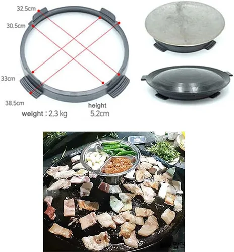 Vista 6 de Tapa de caldero tradicional coreano, multiuso, para barbacoa, parrilla para asar panza de cerdo, para interiores y exteriores, antiadherente caldero