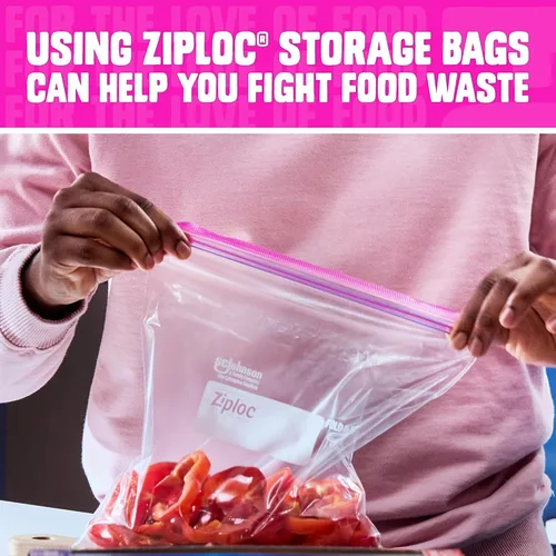 Vista 5 de Bolsas Ziploc de almacenamiento de alimentos Quart, fondo de pie, fáciles de llenar, 29 unidades (el empaque puede variar)