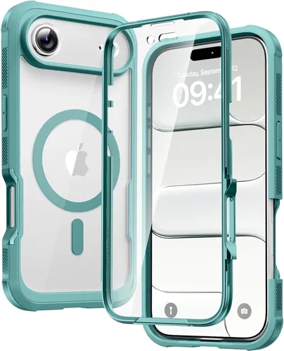 Vista 213 de Carcasa Diaclara diseñada para iPhone 12/12 Pro, carcasa completa resistente con protector de pantalla táctil y antiarañazos integrado, carcasa Azul