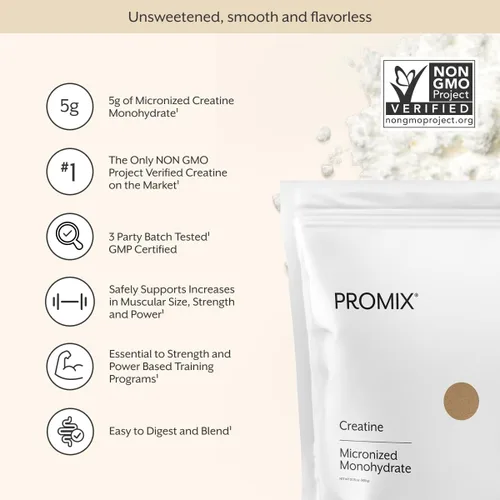 Vista 2 de ProMix Nutrition Paquetes de viaje de creatina monohidrato, 5g de creatina limpia micronizada para hombres y mujeres, apoya el crecimiento