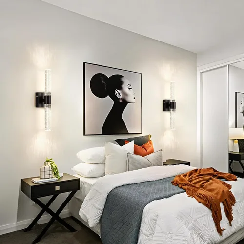 Vista 7 de Juego de 2 apliques de pared inalámbricos que funcionan con pilas, juego de 2 apliques de pared negros recargables con control remoto, lámpara LED