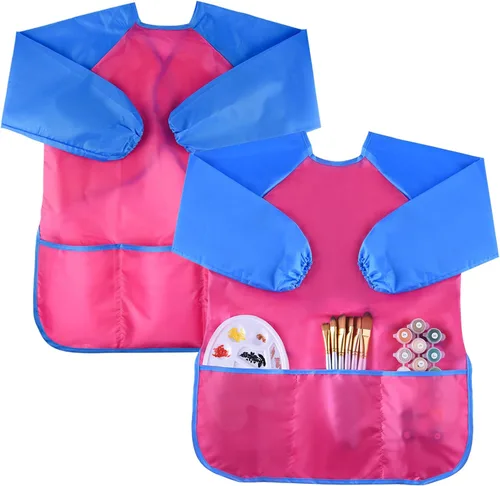Vista 8 de KUUQA Delantal para Arte Impermeable para Niños, Delantales de Arte para Niños, Suministros para Pintar (Pinturas y pinceles no incluidos)
