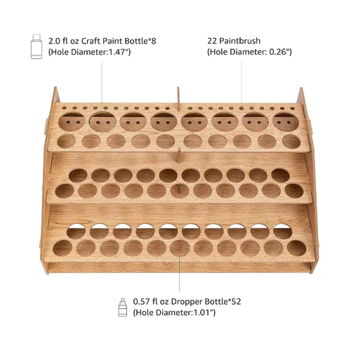 Vista 3 de Amazon Basics Estante organizador de pinceles y pintura para manualidades, con capacidad para hasta 60 botellas (52 1 pulgadas y 8 1.47 pulgadas)