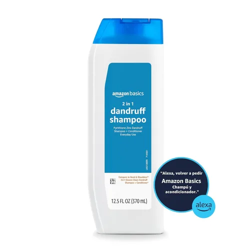 Vista 6 de Amazon Basics Champú y acondicionador anticaspa 2 en 1, alivio de picazón, seguro para todo tipo de cabello, sin parabenos, suave y pH equilibrado