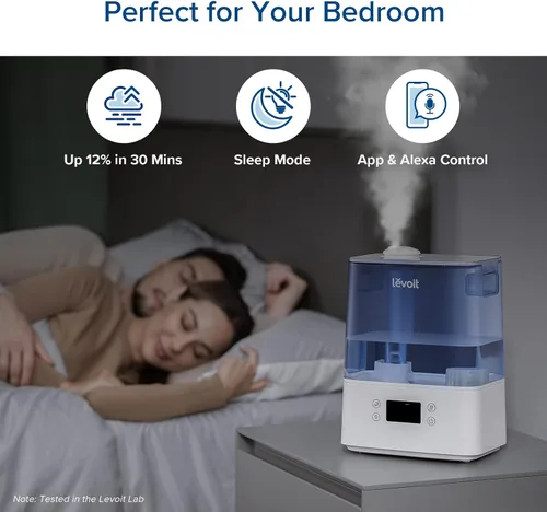 Vista 4 de LEVOIT Classic300S Humidificador ultrasónico inteligente de llenado superior, tanque extra grande de 6 litros para toda la familia y humidificador