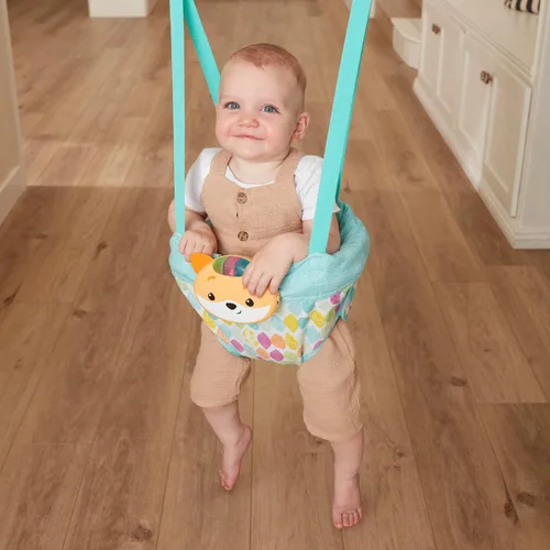 Vista 8 de Infantino Saltador de puerta 2 en 1 con música y luces - Saltador de actividad estimulante con sonidos activados por movimiento para bebés, Zorro