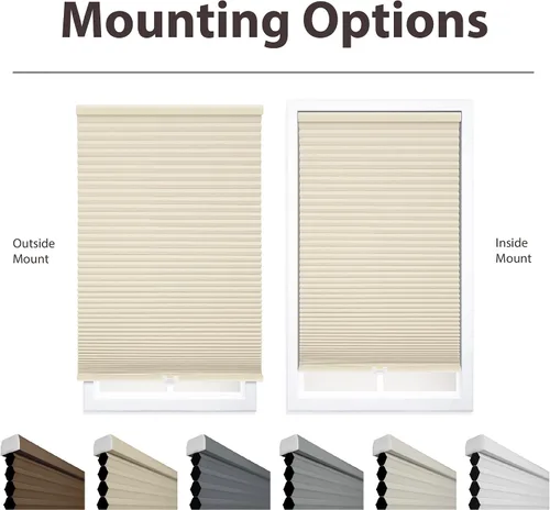 Vista 3 de DEZ FURNISHINGS - Persiana celular sin cables de 1.5" que bloquea la luz, Ahorro de energía, 40.5" de ancho x 72" de alto, Alabastro Alabaster