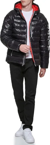 Vista 2 de GUESS Men's Long Sleeve Midweight Hooded Puffer