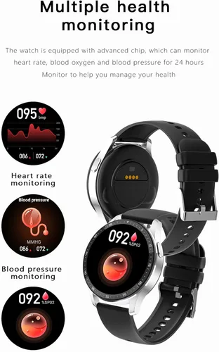 Vista 3 de Reloj inteligente con auriculares, 2 en 1 TWS inalámbrico BT5.0, monitor de salud deportivo de fitness, color negro