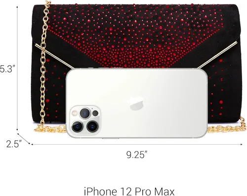 Vista 4 de Dasein Bolso de noche con diamantes de imitación para mujer, clutch de ante sintético, bolsos brillantes para fiestas formales, cóctel, boda, cartera