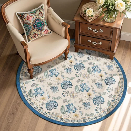 Vista 127 de jinchan Fiora - Alfombra lavable de área pequeña, alfombra de entrada floral de medio círculo de 2 x 3, tapete de media luna de pelo bajo, suave