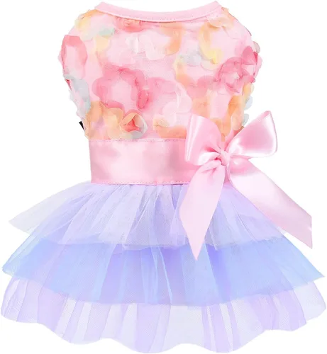 Vista 11 de Yikeyo Vestido de perro para primavera y verano, ropa de perro para perros pequeños, falda para perros pequeños, vestidos de cachorro, vestido