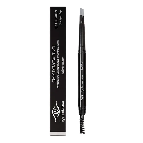 Vista 4 de Eye Embrace Cool Helen: Lápiz de Cejas Gris Claro – Impermeable, Automático de Doble Punta con Punta Angulada y Cepillo Spoolie, Libre de Crueldad