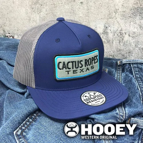 Vista 6 de HOOEY CR82, Cuerdas de cactus azul marino/gris de 6 paneles con parche rectangular azul/gris - OSFA (CR082)