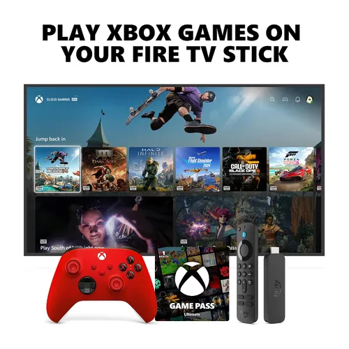 Vista 19 de Xbox Wireless Controller (2025) Carbon Black + Fire TV Stick 4K Game Pass Ultimate 1 Month - Gaming Bundle, Windows, Mobile & Smart TVs