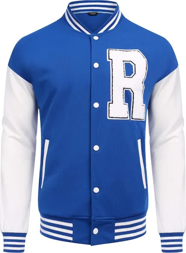 Vista 4 de COOFANDY Chaqueta Varsity para hombre ajuste regular casual letterman béisbol chaquetas de bomber
