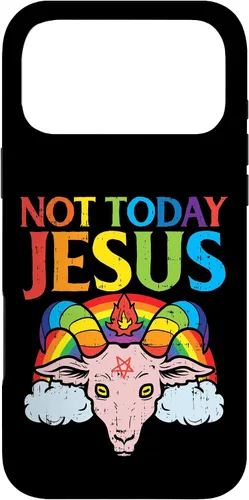 Vista 22 de Today Not Jesus Satan Goat Satanic Rainbow Satanism Gift Case for iPhone 17