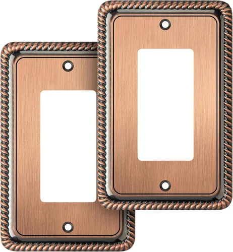 Vista 27 de Henne Bery Rope Edge - Placa decorativa de pared para interruptor (placa lisa, 2 unidades, bronce antiguo)