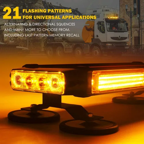Vista 2 de Xprite Barra de Luces Estroboscópicas Intermitentes LED COB Ámbar para Techo de Doble Cara de 21" de Alta Visibilidad Luces de Baliza de Advertencia
